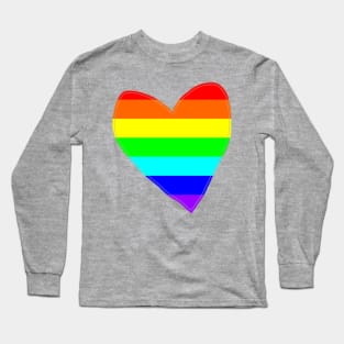 Bright Rainbow Love Heart Long Sleeve T-Shirt